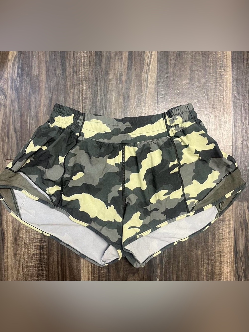 lululemon athletica Camo Running Shorts in Olive and Black